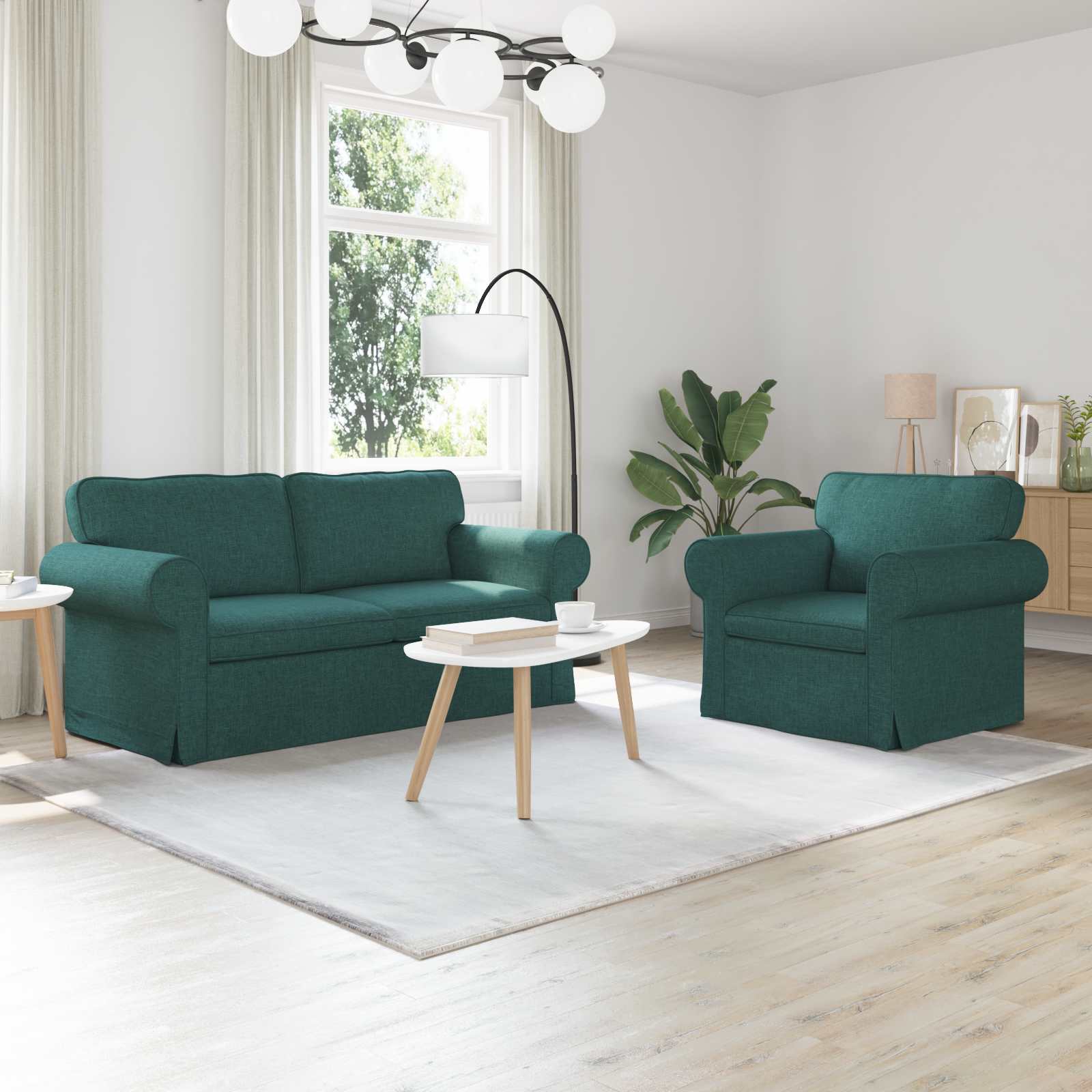 Set di divani 2 pcs Verde Scuro 175 x 82 x 80 cm Tessuto | homemem39