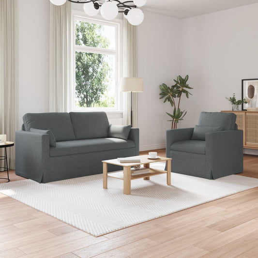 Set di divani 2 pz Grigio scuro Tessuto