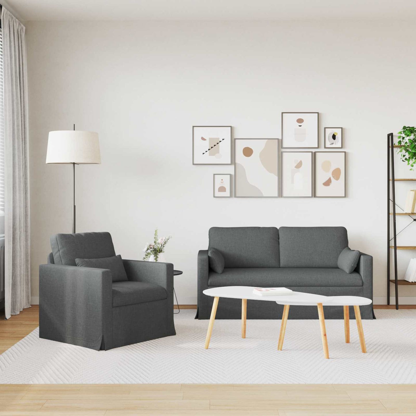 Set di divani 2 pcs Grigio scuro 158 x 78 x 80 cm Tessuto | homemem39