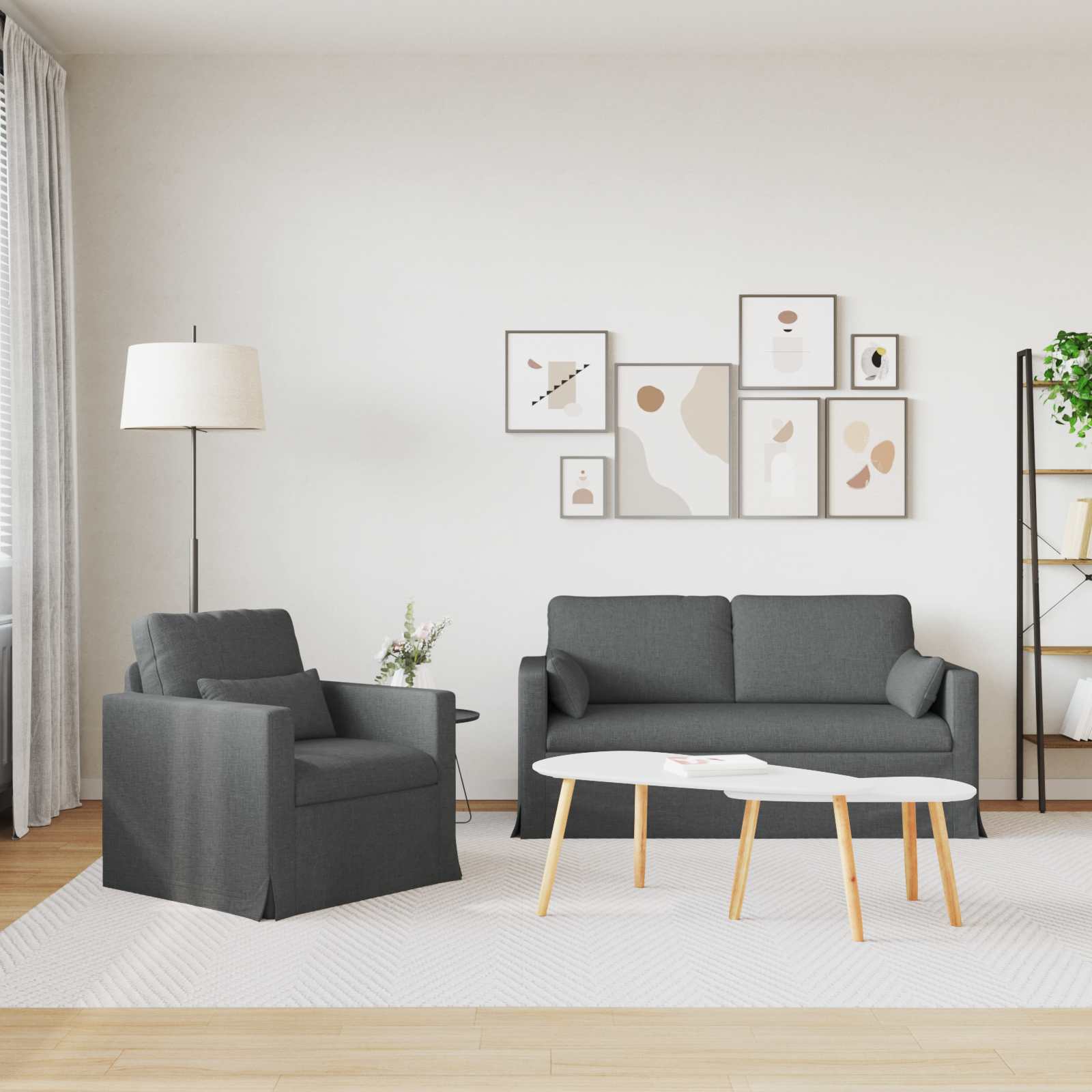 Set di divani 2 pcs Grigio scuro 158 x 78 x 80 cm Tessuto | homemem39