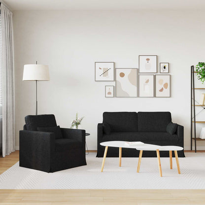 Set di divani 2 pcs Nero 158 x 78 x 80 cm Tessuto | homemem39