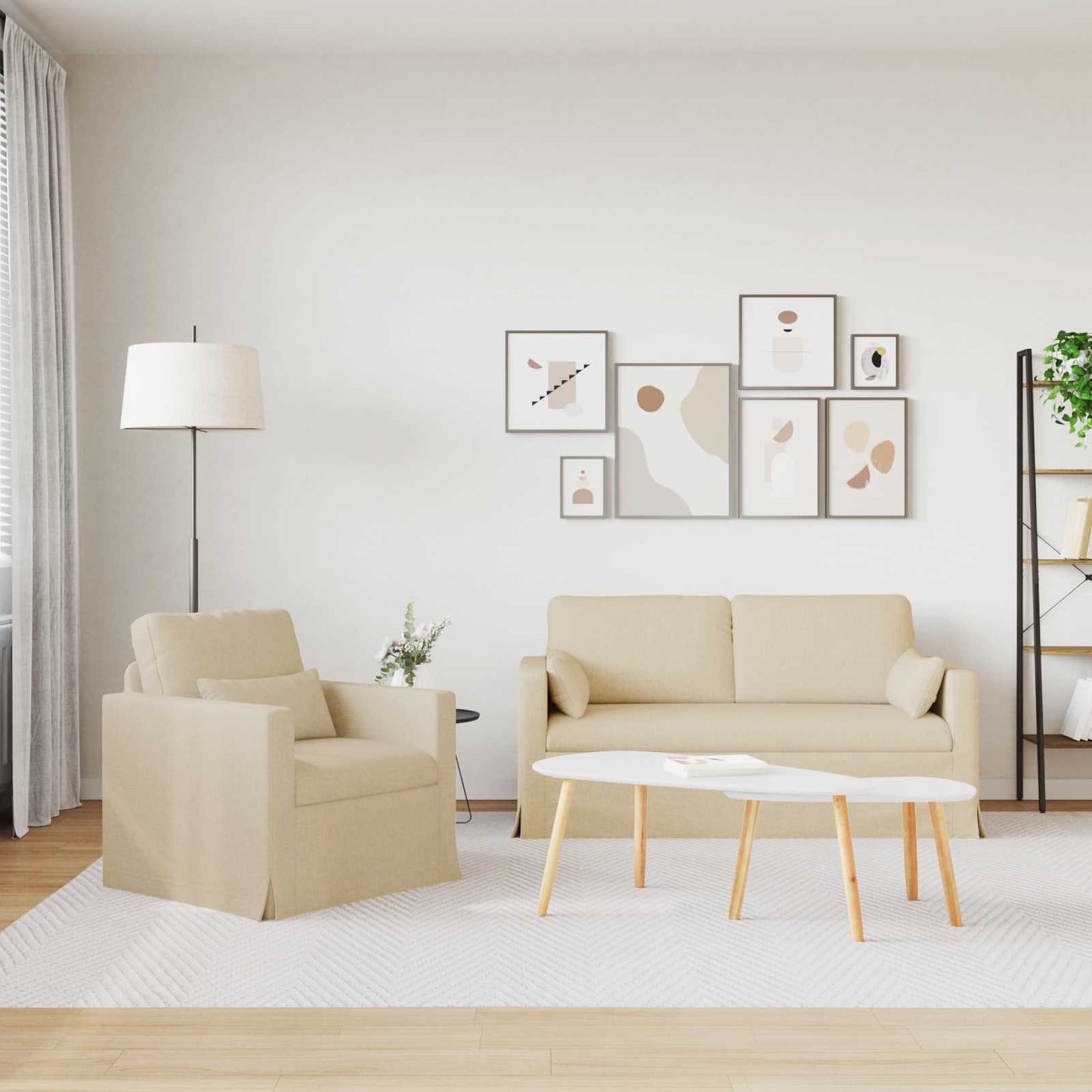 Set di divani 2 pcs Crema 158 x 78 x 80 cm Tessuto | homemem39