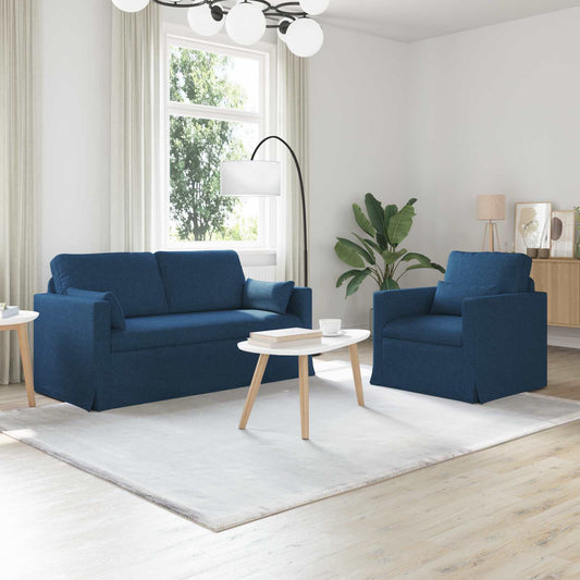 Set di divani 2 pcs Blu 158 x 78 x 80 cm Tessuto | homemem39