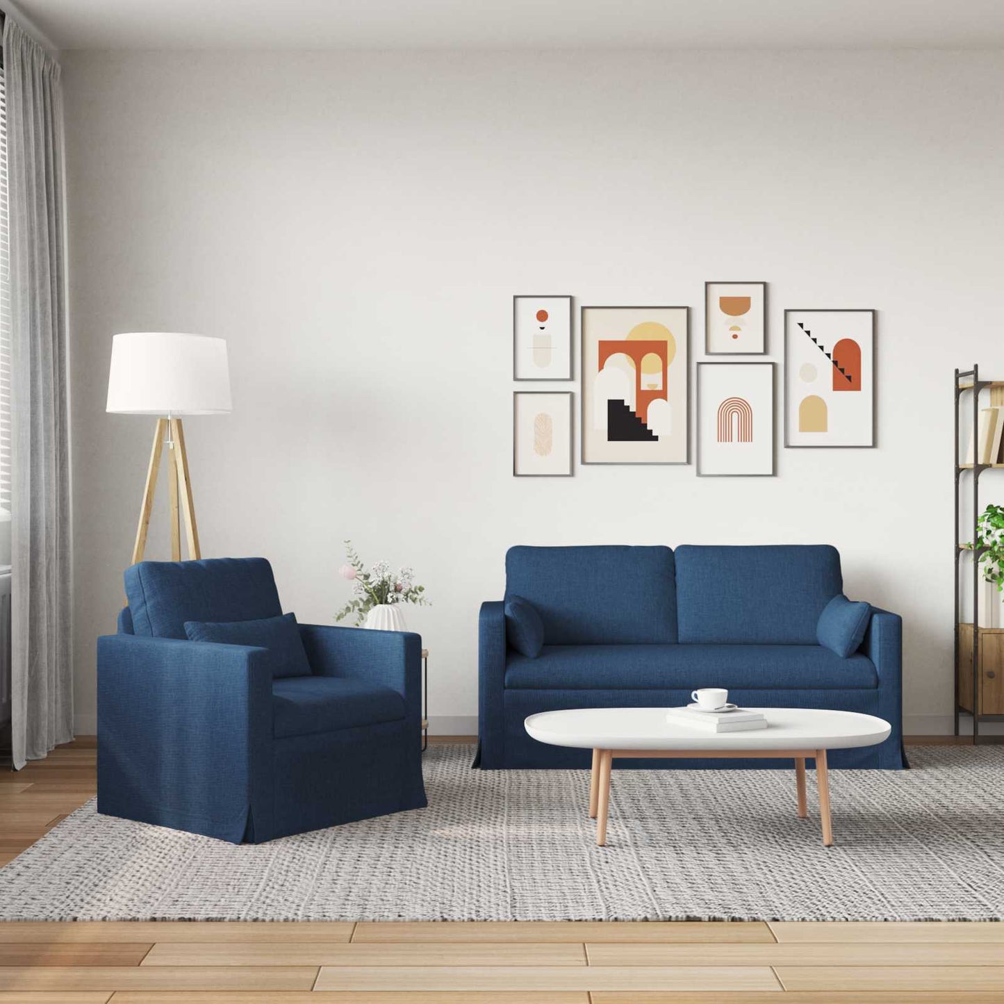 Set di divani 2 pcs Blu 158 x 78 x 80 cm Tessuto | homemem39