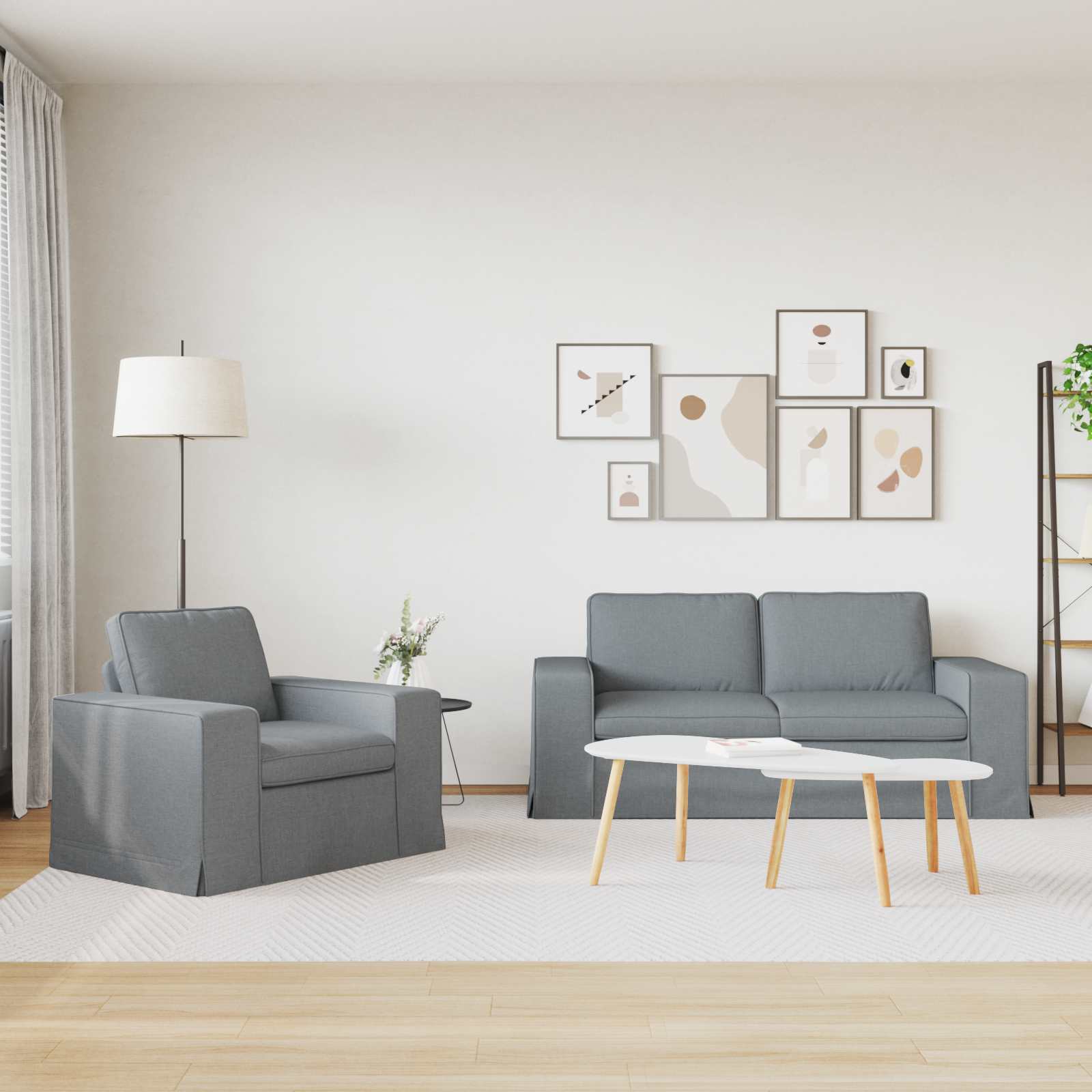 Set di divani 2 pcs Grigio chiaro 182 x 80 x 82 cm Tessuto | homemem39