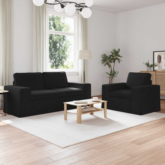 Set di divani 2 pcs Nero 182 x 80 x 82 cm Tessuto | homemem39