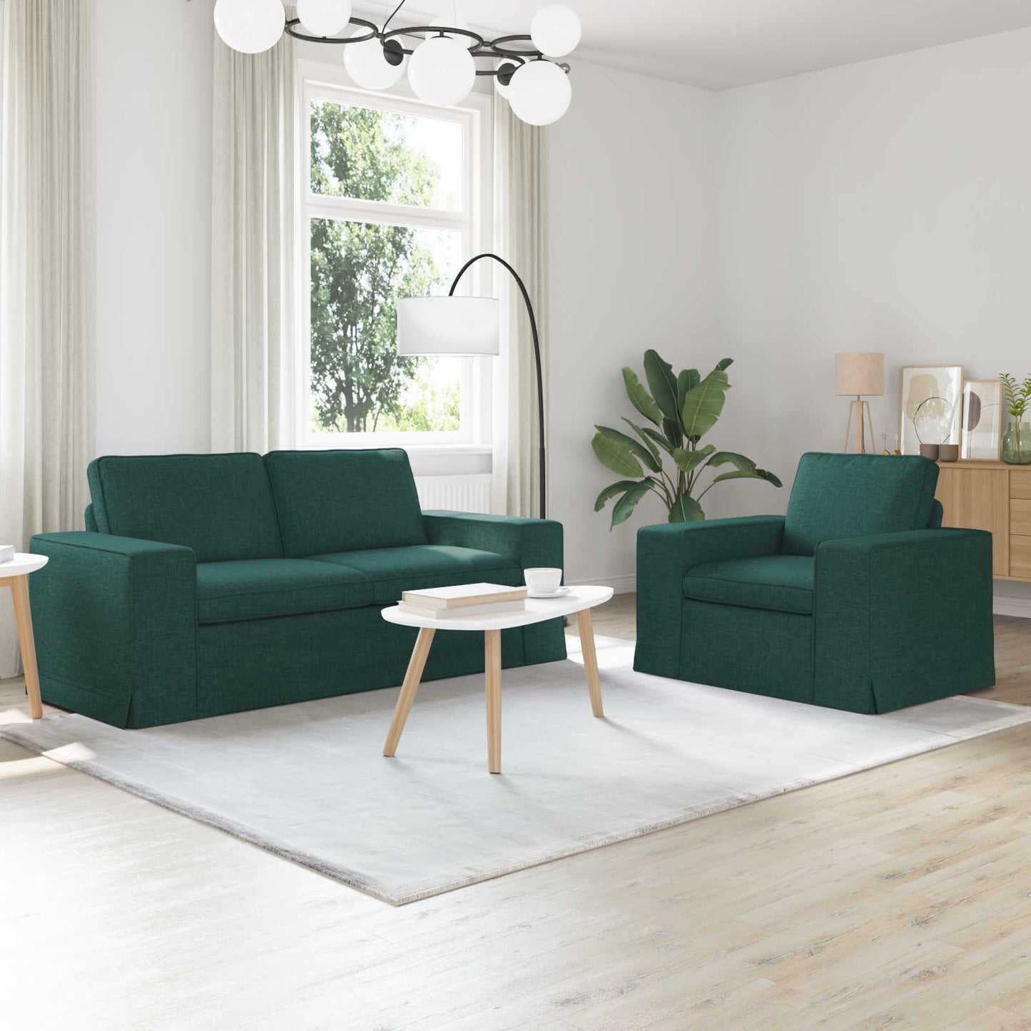 Set di divani 2 pcs Verde Scuro 182 x 80 x 82 cm Tessuto | homemem39