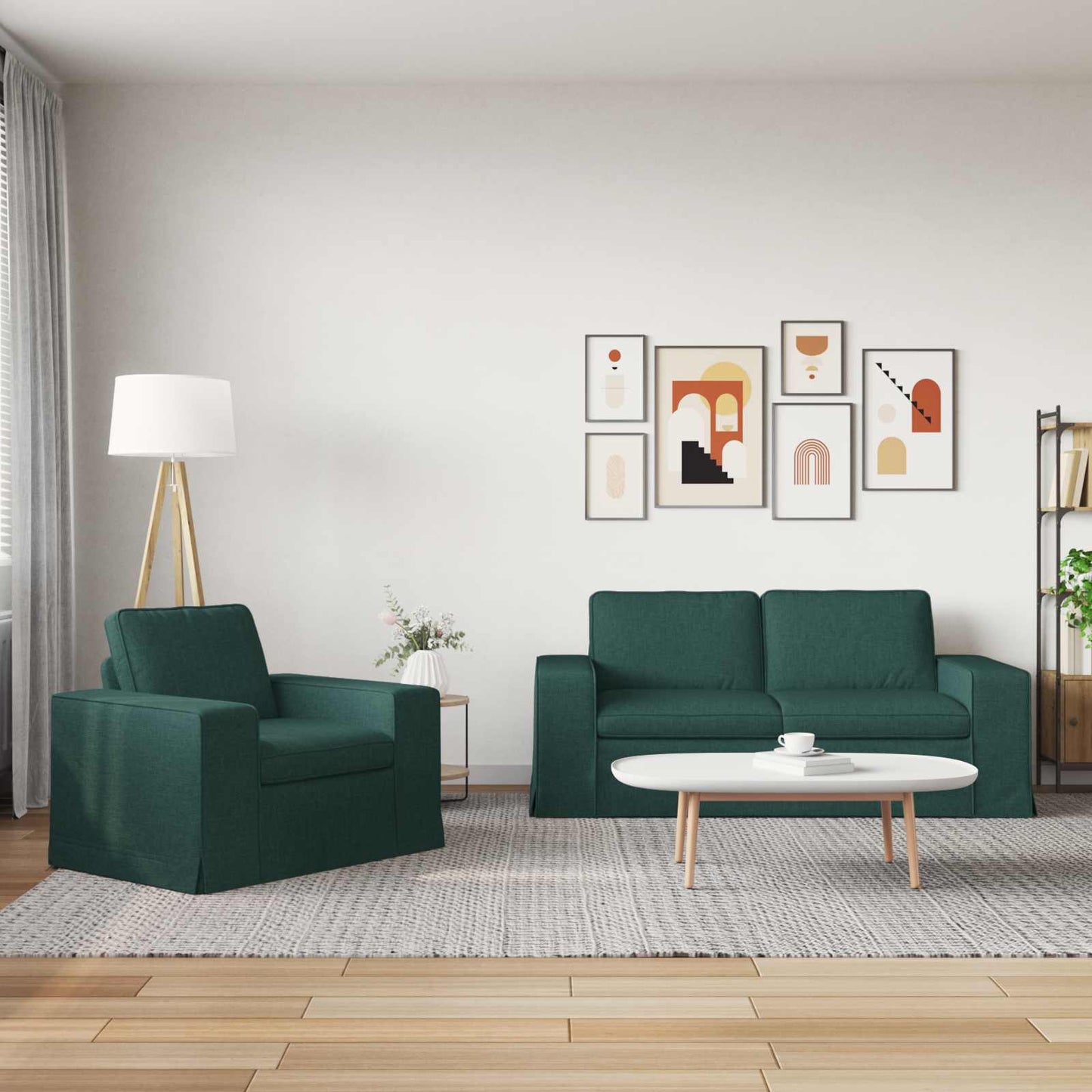 Set di divani 2 pcs Verde Scuro 182 x 80 x 82 cm Tessuto | homemem39