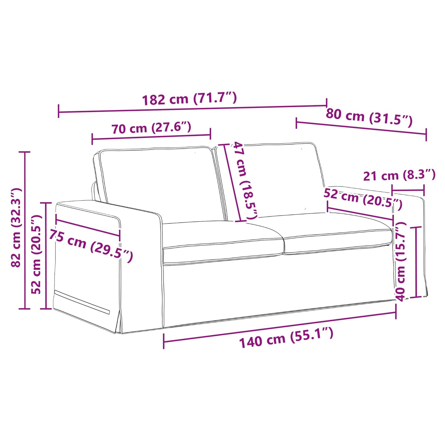 Set di divani 2 pcs Verde Scuro 182 x 80 x 82 cm Tessuto | homemem39