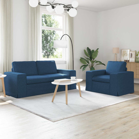 Set di divani 2 pcs Blu 182 x 80 x 82 cm Tessuto | homemem39