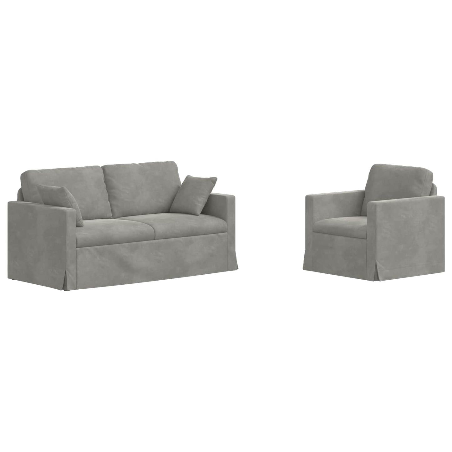 Set di divani 2 pcs Grigio chiaro 158 x 78 x 80 cm Velluto | homemem39