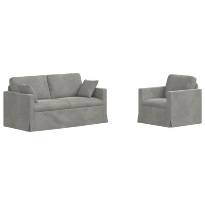 Set di divani 2 pcs Grigio chiaro 158 x 78 x 80 cm Velluto | homemem39
