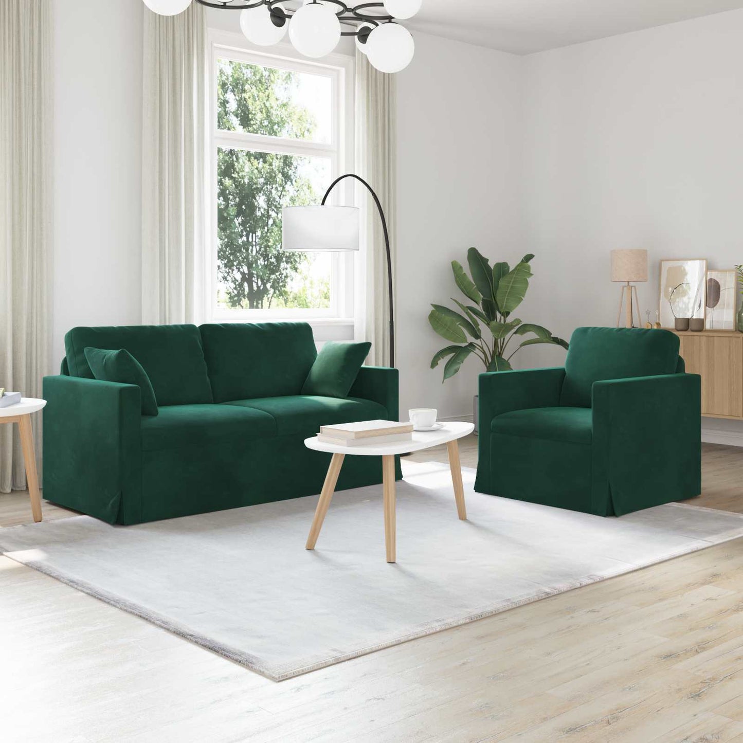 Set di divani 2 pcs Verde Scuro 158 x 78 x 80 cm Velluto | homemem39