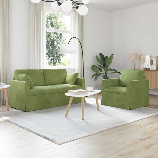 Set di divani 2 pcs Verde chiaro 158 x 78 x 80 cm Velluto | homemem39