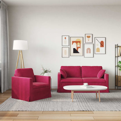 Set di divani 2 pcs Rosso Vino 158 x 78 x 80 cm Velluto | homemem39