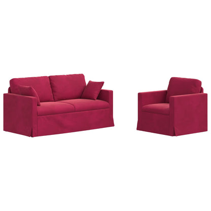 Set di divani 2 pz Rosso Vino Velluto