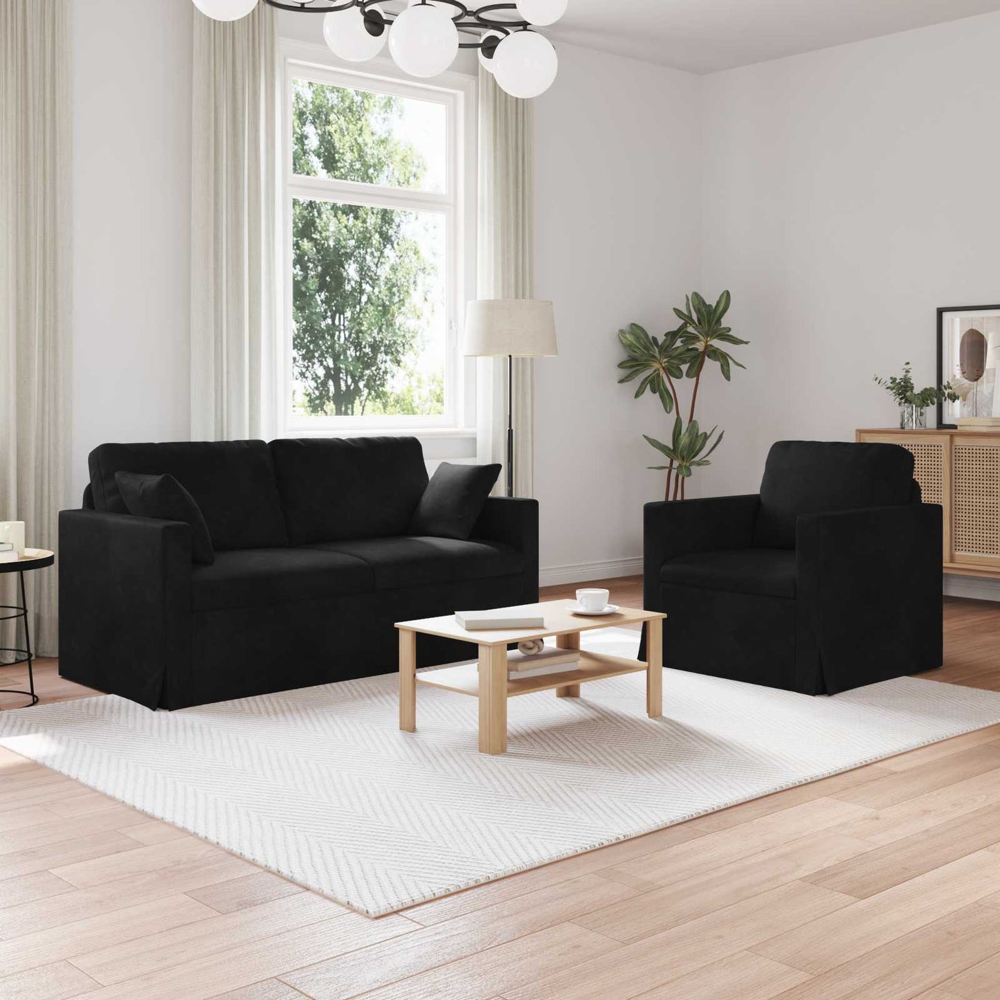 Set di divani 2 pcs Nero 158 x 78 x 80 cm Velluto
