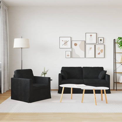 Set di divani 2 pcs Nero 158 x 78 x 80 cm Velluto | homemem39