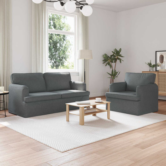 Set di divani 2 pcs Grigio scuro 162 x 80 x 85 cm Tessuto