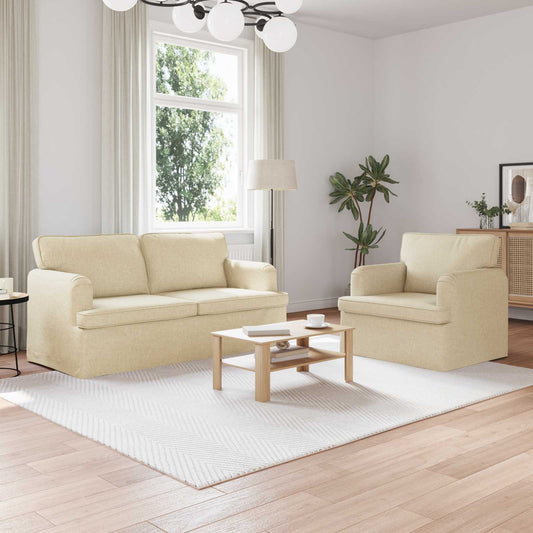 Set di divani 2 pcs Crema 162 x 80 x 85 cm Tessuto | homemem39
