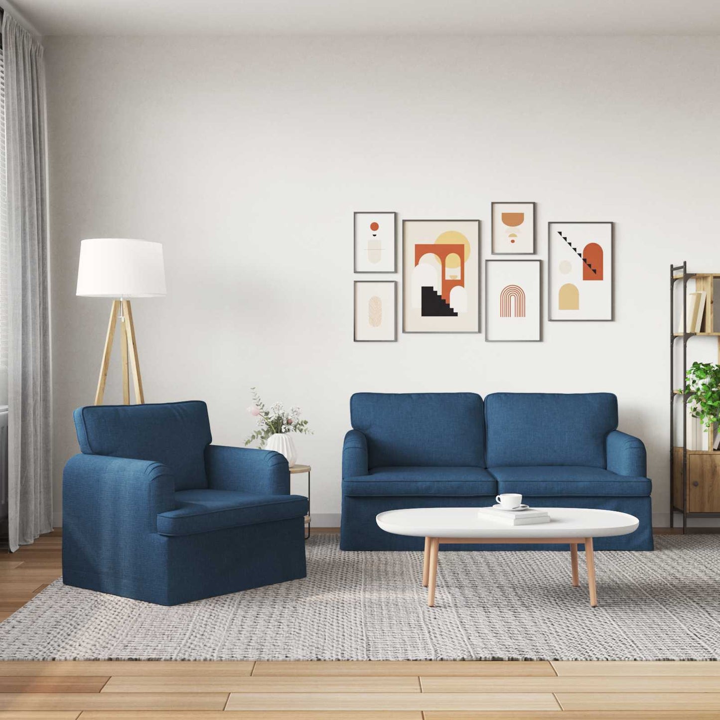 Set di divani 2 pcs Blu 162 x 80 x 85 cm Tessuto | homemem39