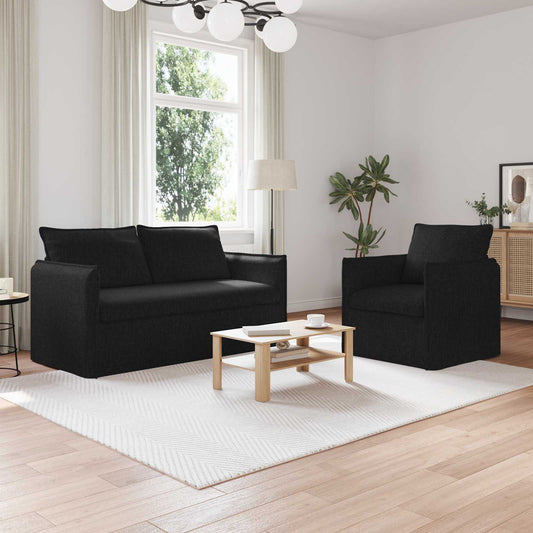 Set di divani 2 pcs Nero 156 x 82 x 85 cm Tessuto | homemem39