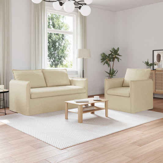 Set di divani 2 pcs Crema 156 x 82 x 85 cm Tessuto | homemem39