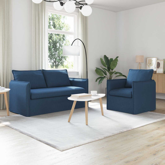 Set di divani 2 pcs Blu 156 x 82 x 85 cm Tessuto | homemem39