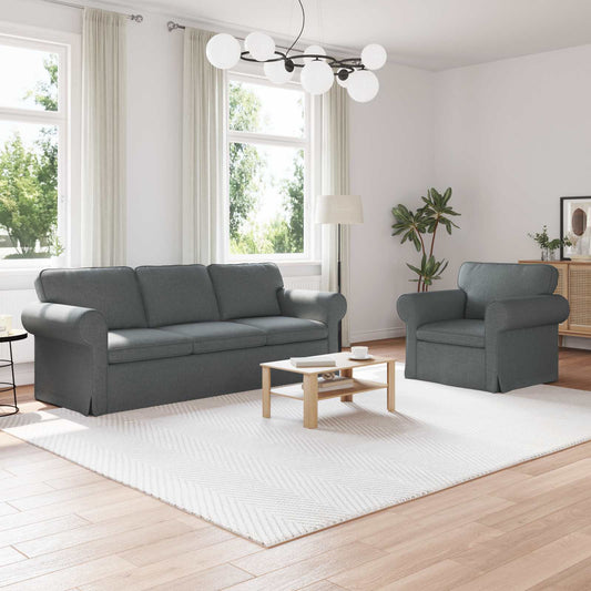Set di divani 2 pcs Grigio scuro 215 x 82 x 80 cm Tessuto | homemem39