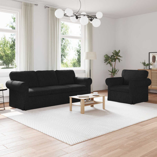 Set di divani 2 pcs Nero 215 x 82 x 80 cm Tessuto | homemem39