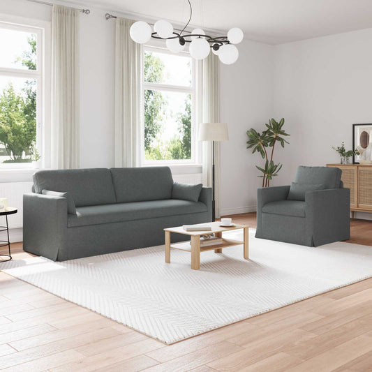 Set di divani 2 pcs Grigio scuro 198 x 78 x 80 cm Tessuto | homemem39