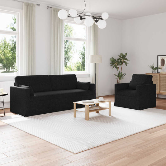 Set di divani 2 pcs Nero 198 x 78 x 80 cm Tessuto | homemem39