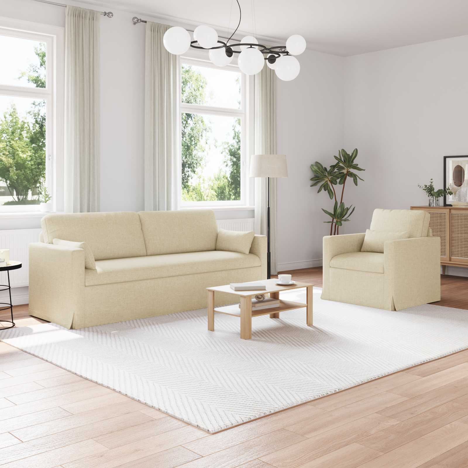 Set di divani 2 pcs Crema 198 x 78 x 80 cm Tessuto | homemem39