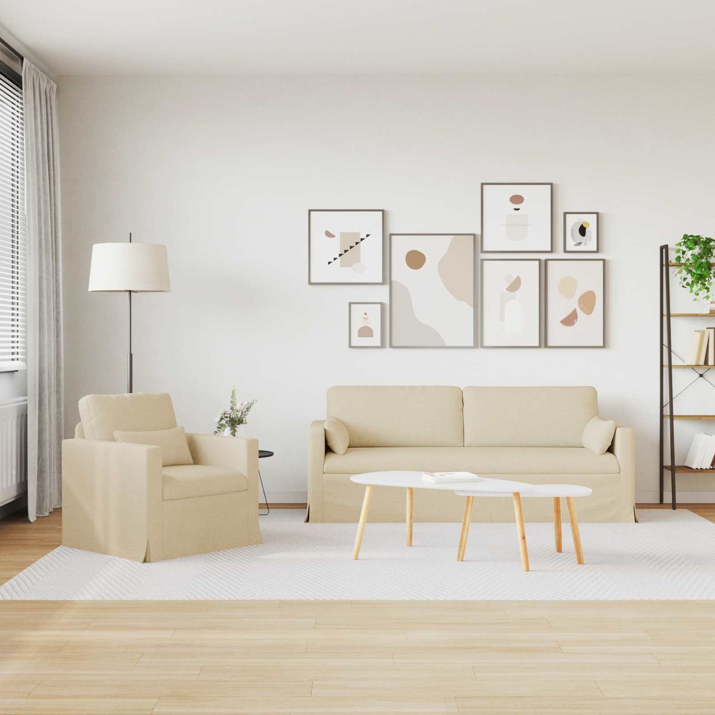Set di divani 2 pcs Crema 198 x 78 x 80 cm Tessuto | homemem39