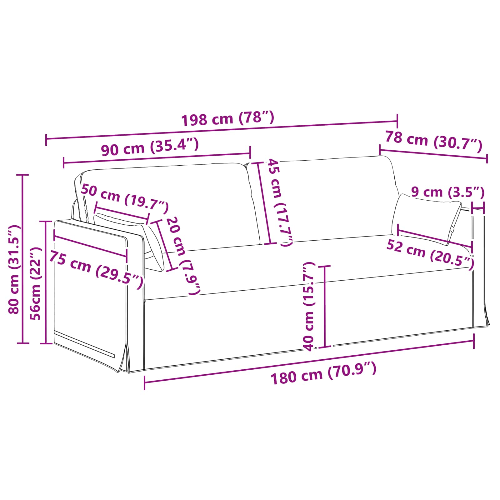 Set di divani 2 pcs Crema 198 x 78 x 80 cm Tessuto | homemem39
