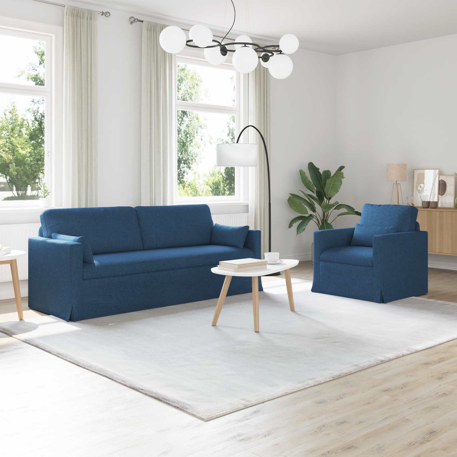 Set di divani 2 pcs Blu 198 x 78 x 80 cm Tessuto | homemem39