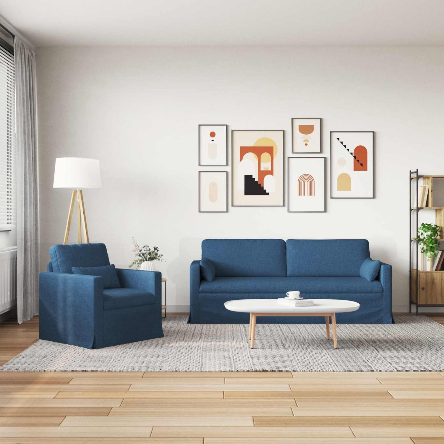 Set di divani 2 pcs Blu 198 x 78 x 80 cm Tessuto | homemem39