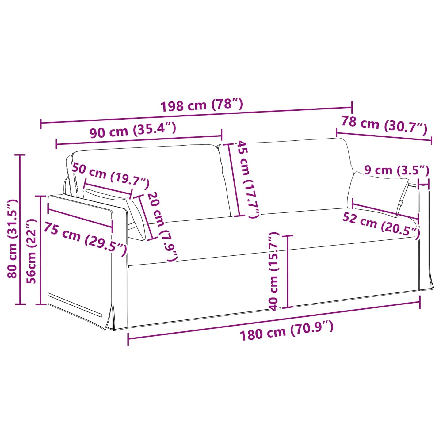 Set di divani 2 pcs Blu 198 x 78 x 80 cm Tessuto | homemem39