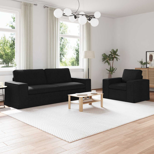 Set di divani 2 pcs Nero 222 x 80 x 82 cm Tessuto | homemem39