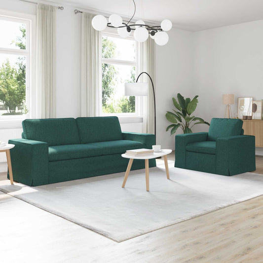 Set di divani 2 pcs Verde Scuro 222 x 80 x 82 cm Tessuto | homemem39