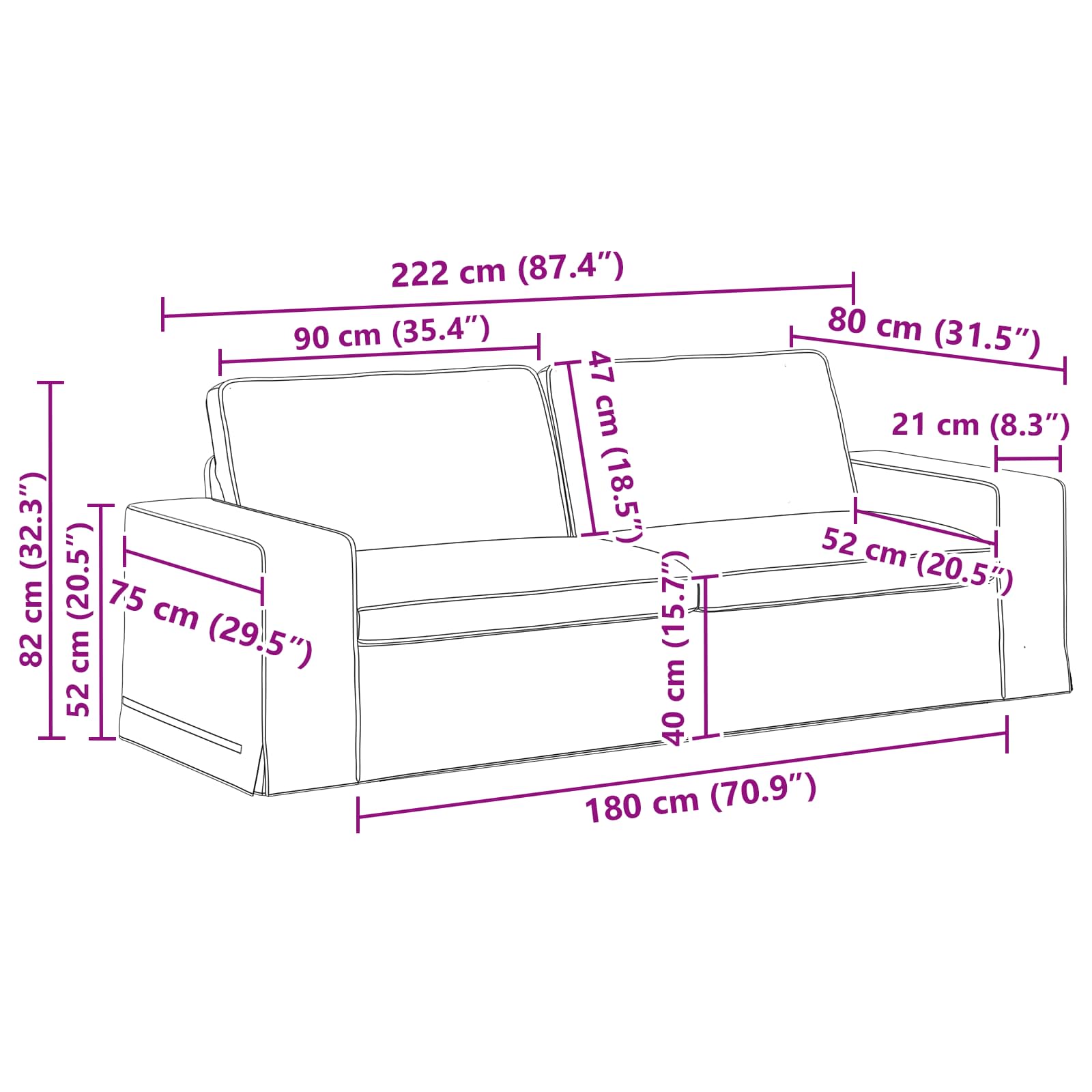 Set di divani 2 pcs Talpa 222 x 80 x 82 cm Tessuto | homemem39