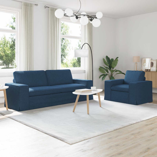 Set di divani 2 pcs Blu 222 x 80 x 82 cm Tessuto | homemem39