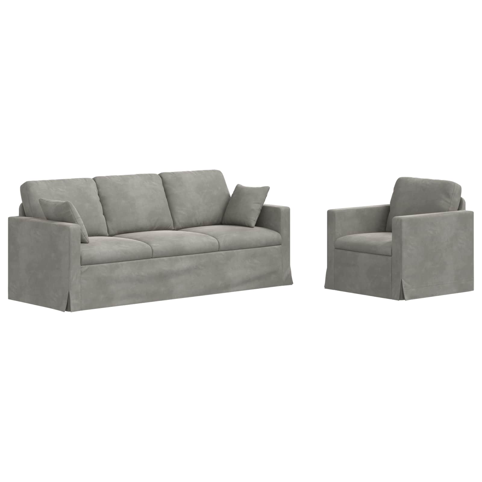 Set di divani 2 pcs Grigio chiaro 198 x 78 x 80 cm Velluto | homemem39
