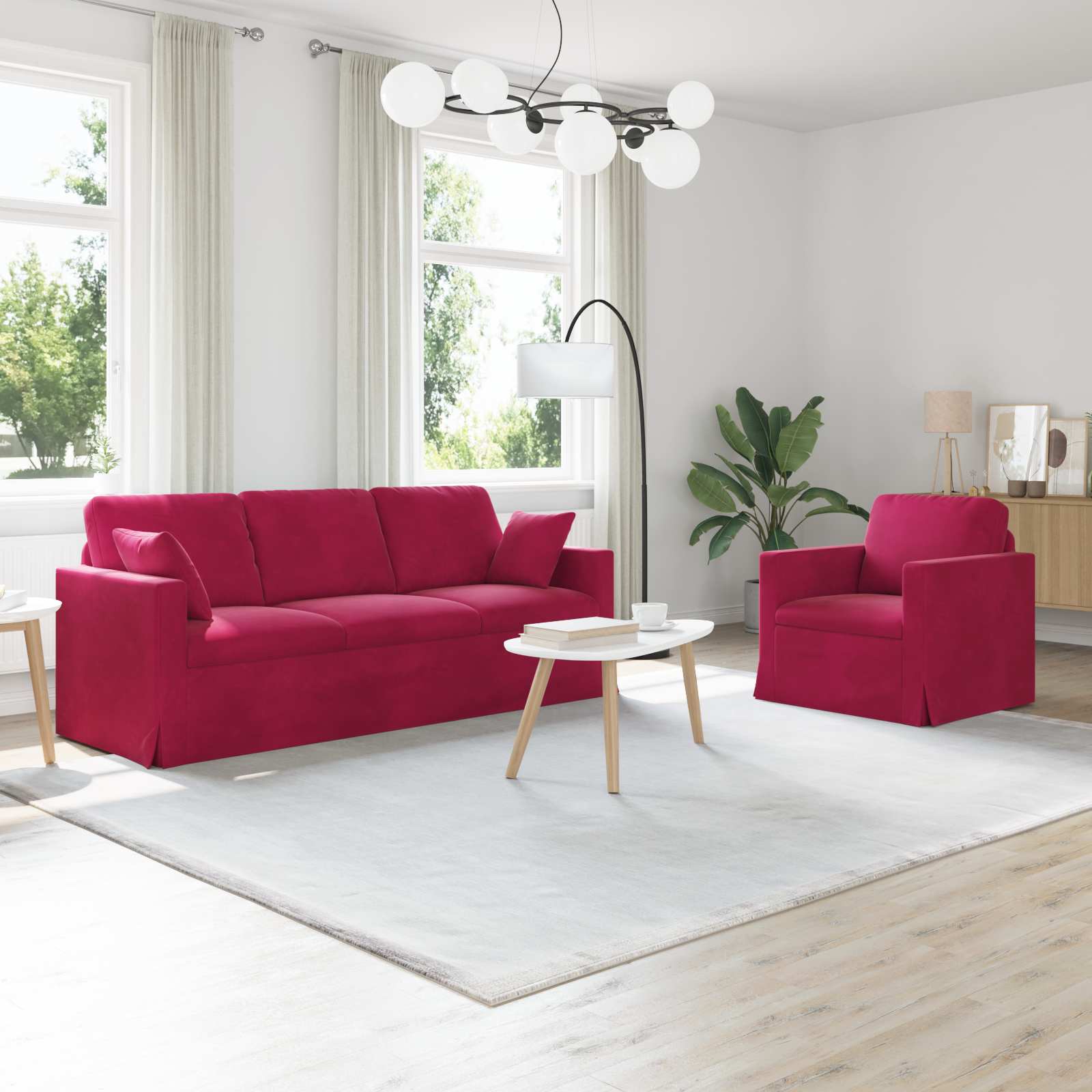 Set di divani 2 pcs Rosso Vino 198 x 78 x 80 cm Velluto | homemem39
