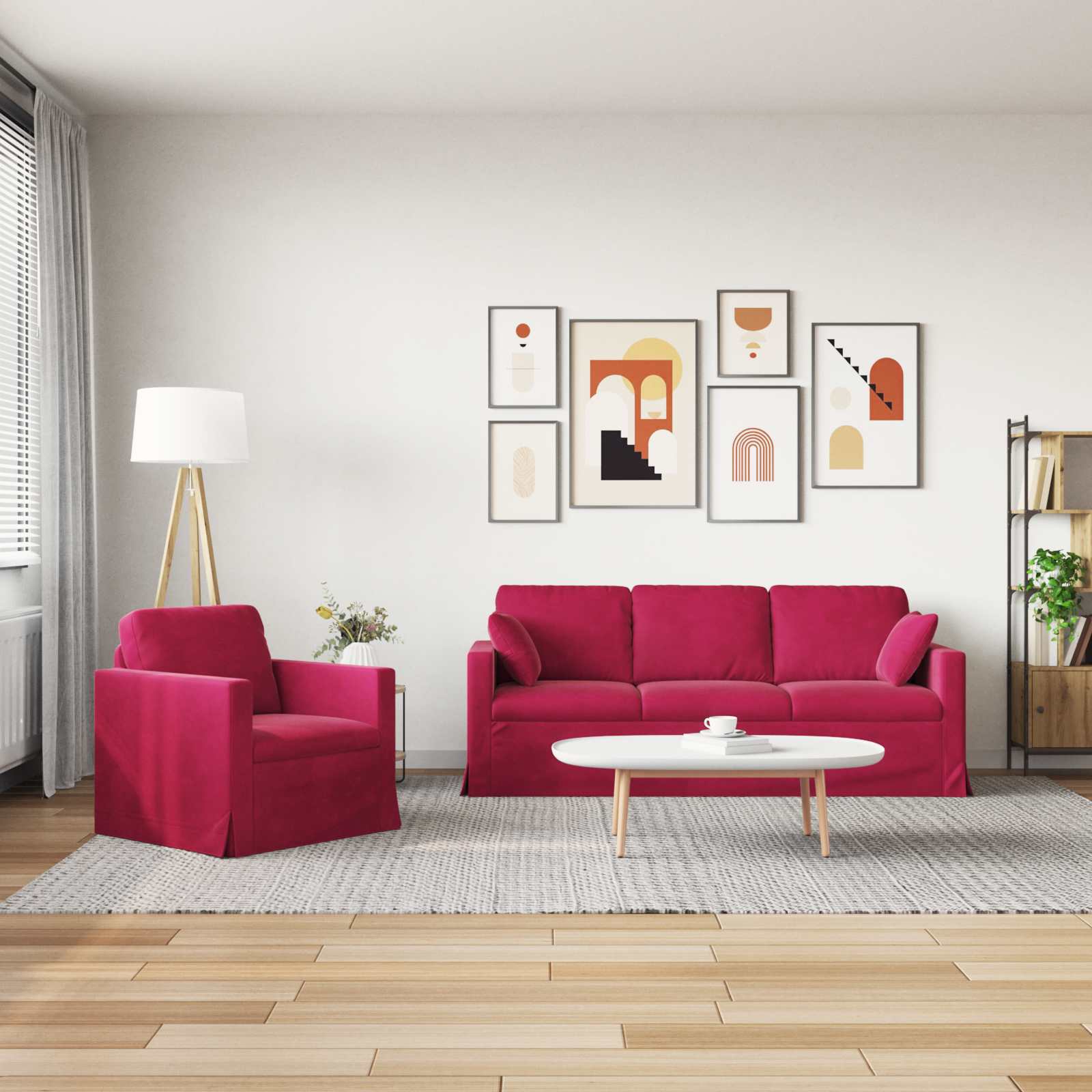 Set di divani 2 pcs Rosso Vino 198 x 78 x 80 cm Velluto | homemem39