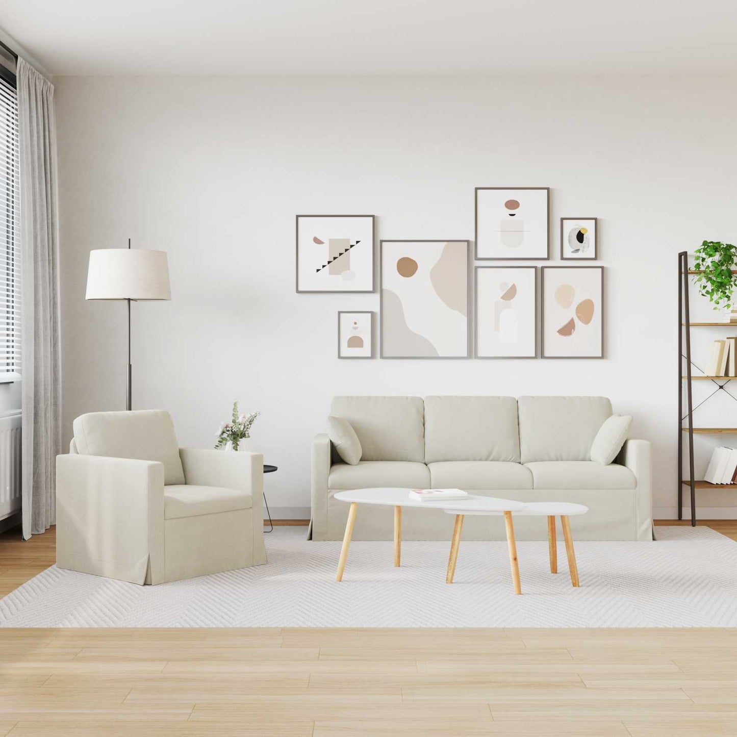 Set di divani 2 pcs Crema 198 x 78 x 80 cm Velluto | homemem39