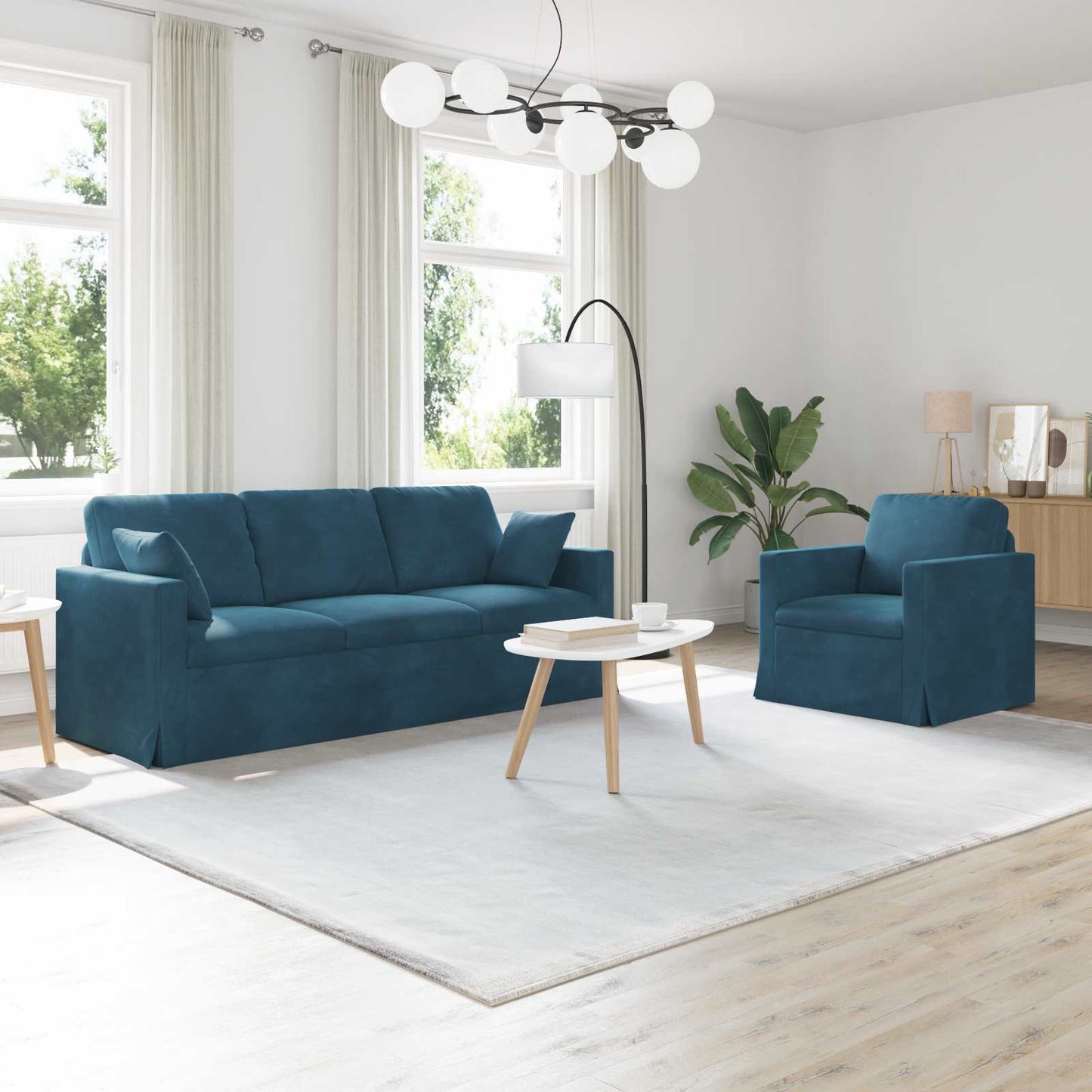Set di divani 2 pcs Blu 198 x 78 x 80 cm Velluto | homemem39