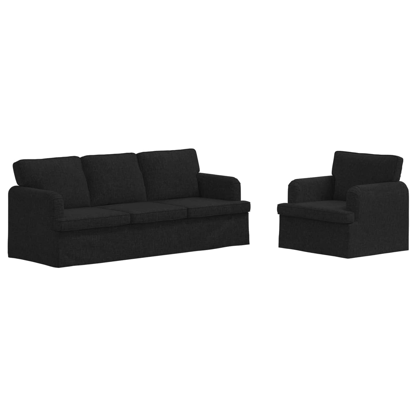Set di divani 2 pcs Nero 201 x 80 x 85 cm Tessuto | homemem39