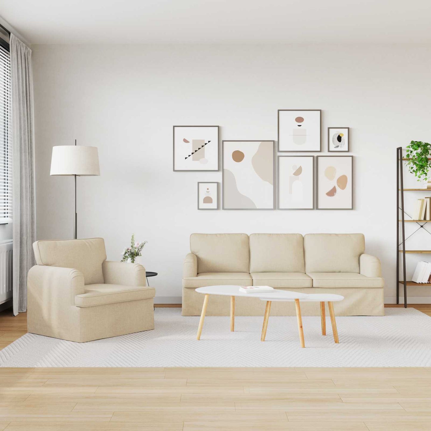 Set di divani 2 pcs Crema 201 x 80 x 85 cm Tessuto | homemem39
