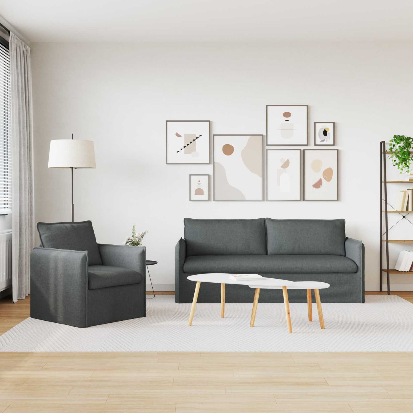 Divano 2 pcs Grigio scuro - homemem39